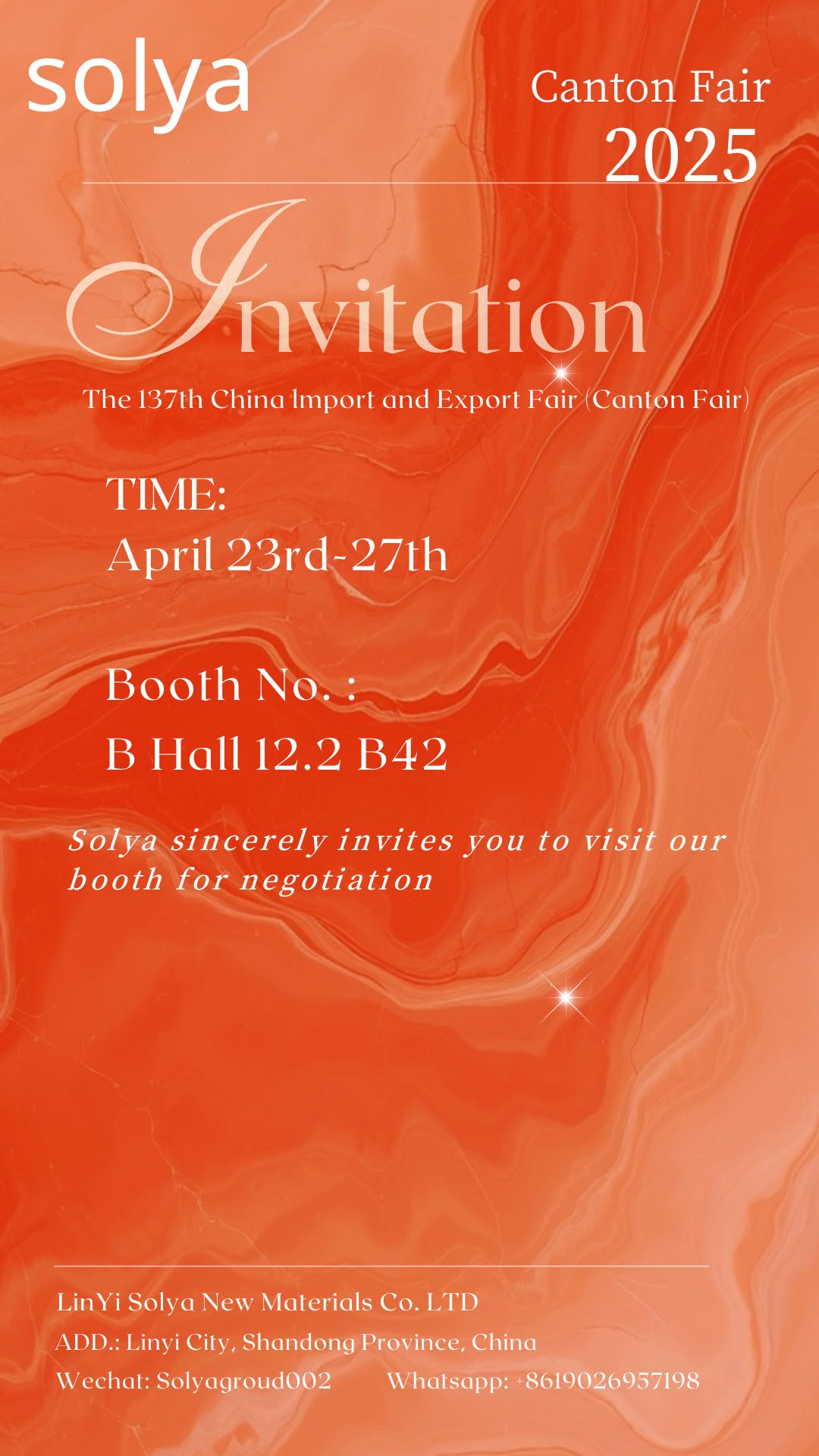 Invitation letter to the 137th Canton Fair